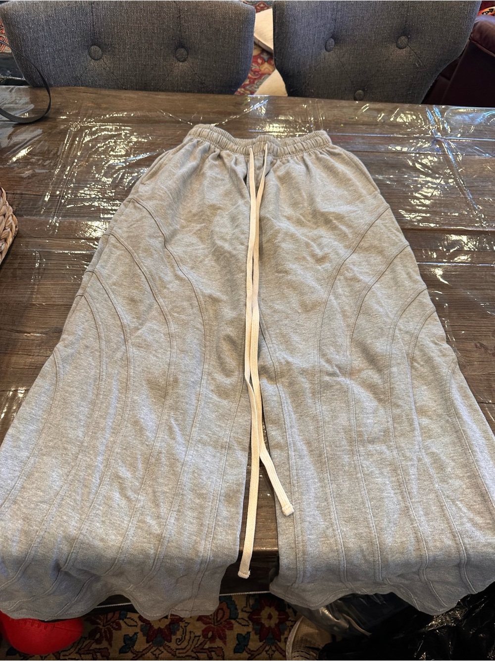 Wide-Leg Women's sweatpants Lounge Pants in Light Gray
